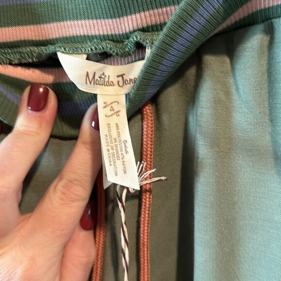 Matilda Jane size 4 Norah Green Striped Panel Jogger - Picture 7 of 12